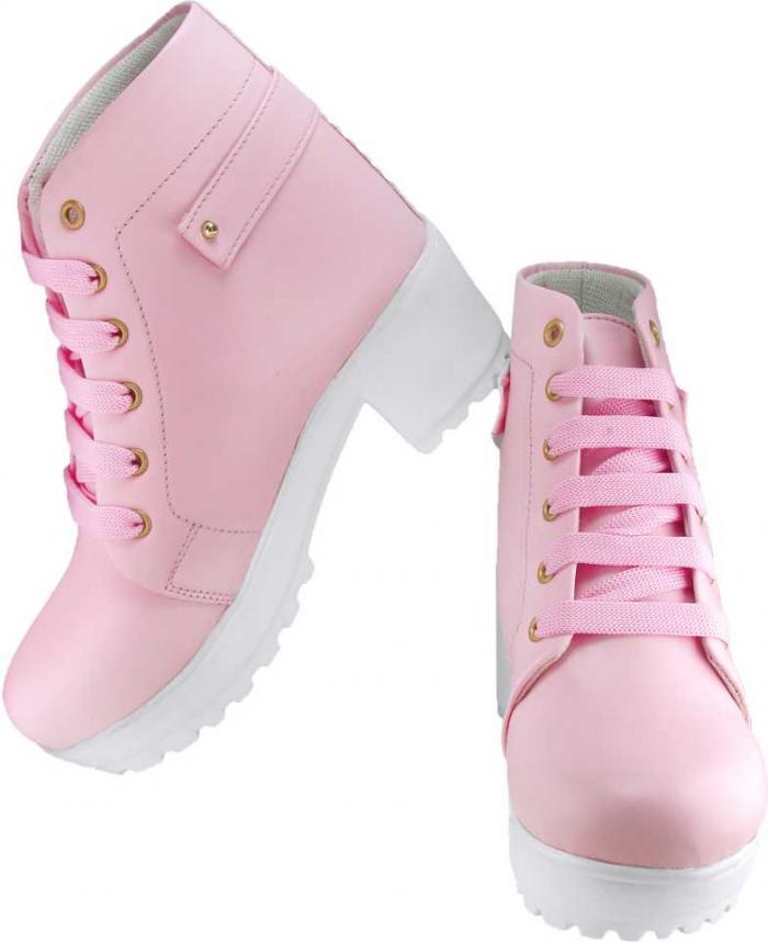 Leather Casual Stylish Look Boots Shoes Boots For Women  (Pink)